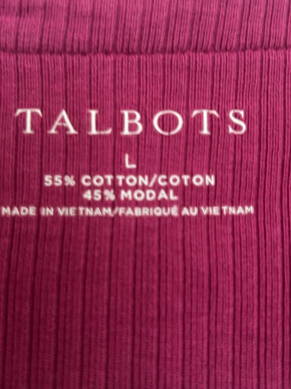 Talbots Ribbed Long-Sleeve Tie-Front Top - Deep Pink - Picture 2 of 2